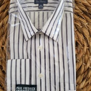 NWT Paul Fredrick Men's Dress Shirt, French Cuff, Size 16.5/ 35